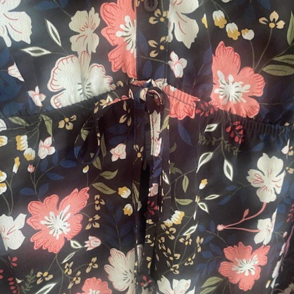 Allegra K Women's Floral Print Vintage Button Front Long Sleeve Tie Waist Shirt - Picture 4 of 8